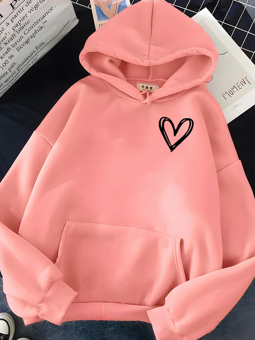 Sweat à capuche décontracté pour femmes avec cœur | Coupe ample