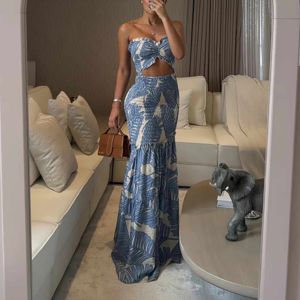 Robe d'été femme ensemble long à deux pièces