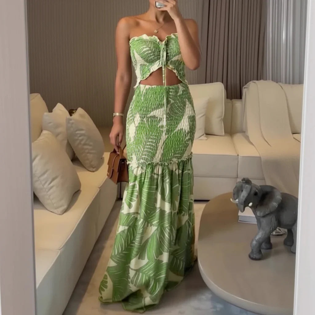 Robe d'été femme ensemble long à deux pièces