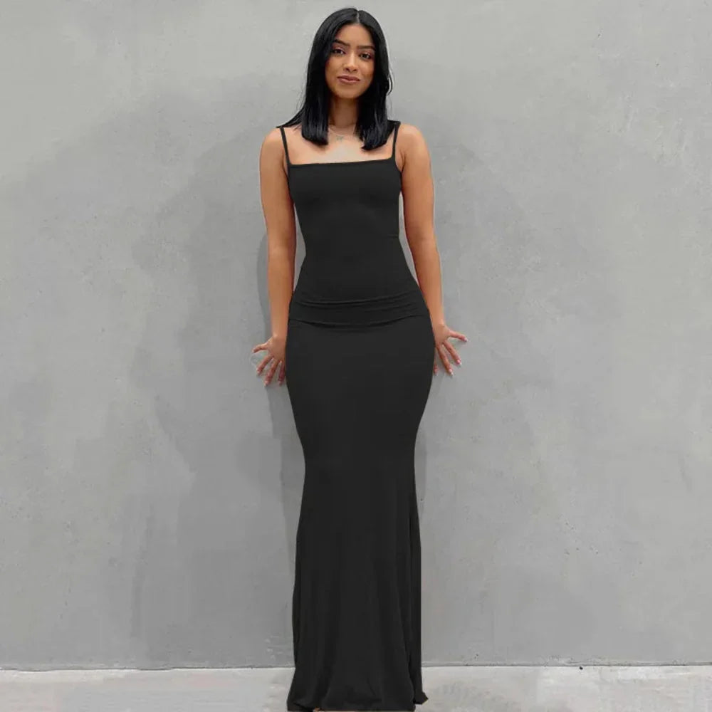 Robe d'été femme longue ajustée robe maxi décontractée