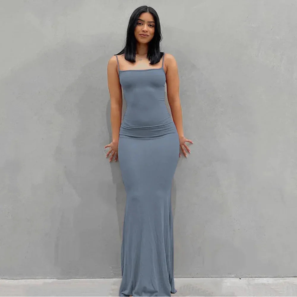 Robe d'été femme longue ajustée robe maxi décontractée