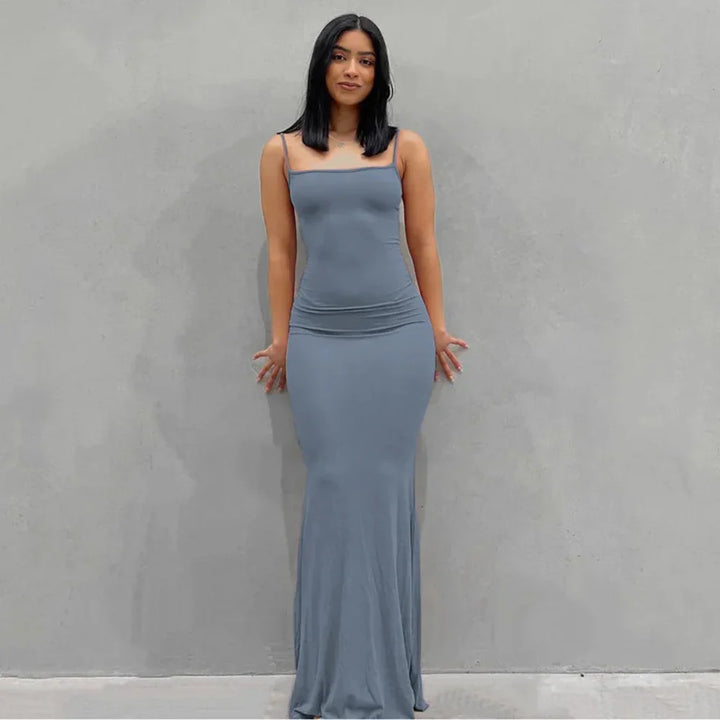 Robe d'été femme longue ajustée robe maxi décontractée