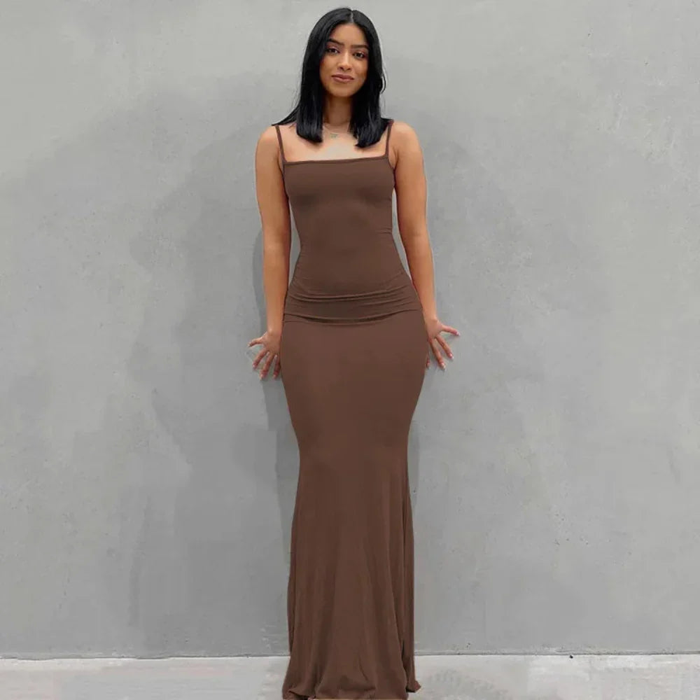 Robe d'été femme longue ajustée robe maxi décontractée