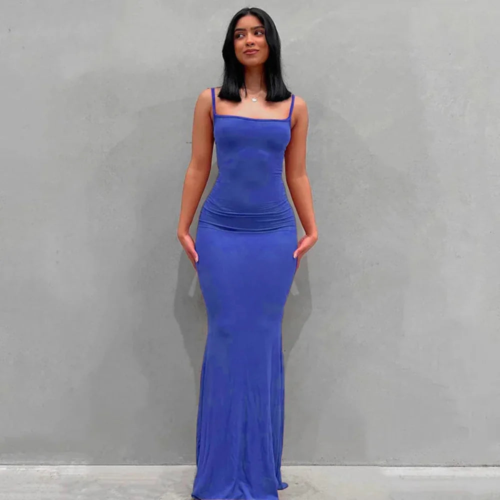 Robe d'été femme longue ajustée robe maxi décontractée
