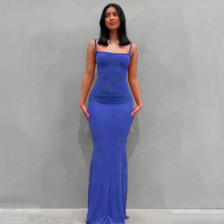 Robe d'été femme longue ajustée robe maxi décontractée