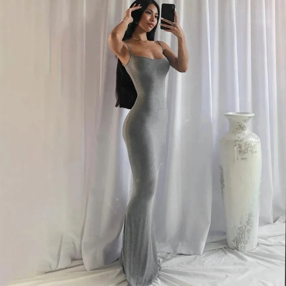 Robe d'été femme longue ajustée robe maxi décontractée