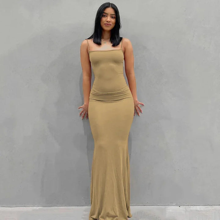 Robe d'été femme longue ajustée robe maxi décontractée