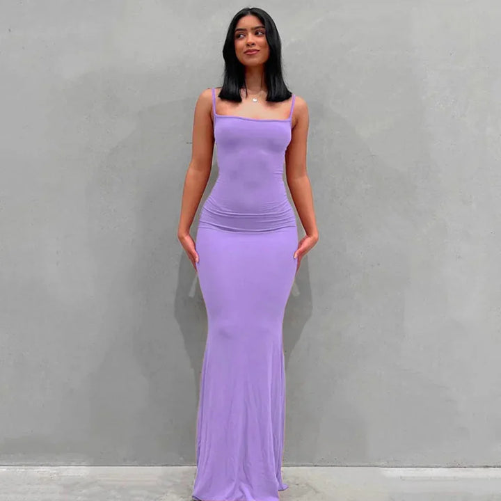 Robe d'été femme longue ajustée robe maxi décontractée