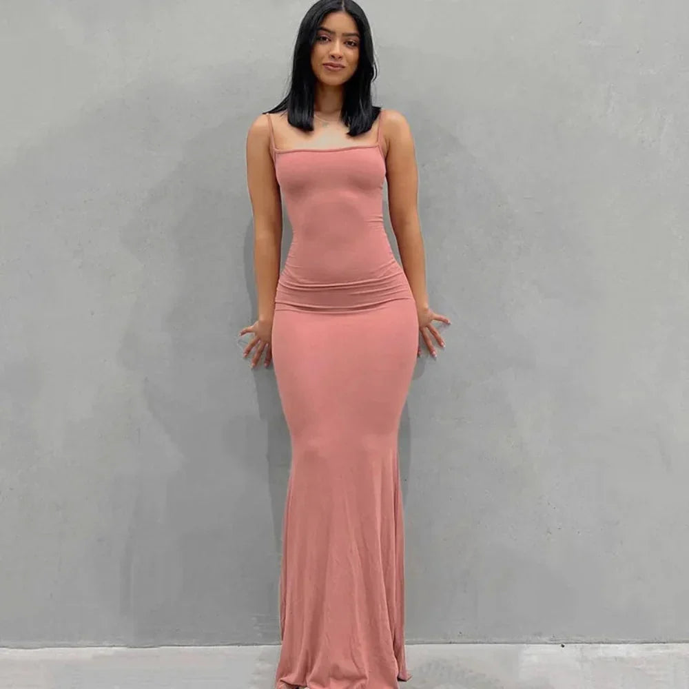 Robe d'été femme longue ajustée robe maxi décontractée