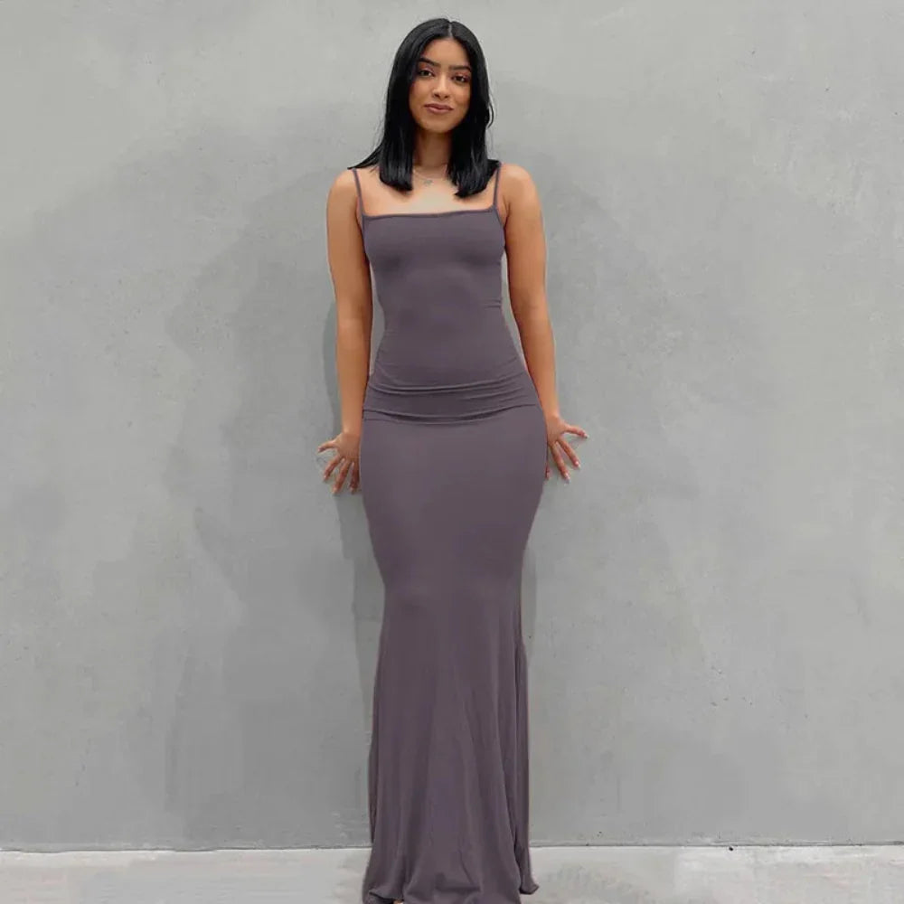 Robe d'été femme longue ajustée robe maxi décontractée