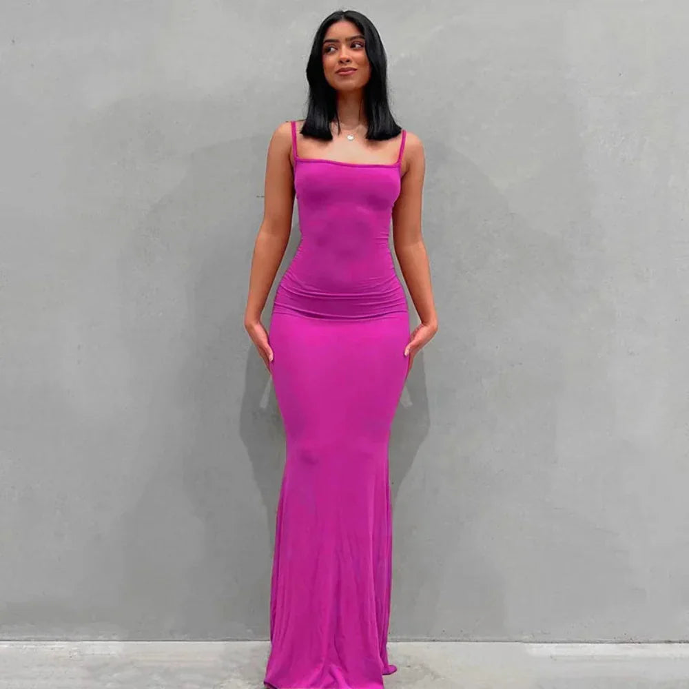 Robe d'été femme longue ajustée robe maxi décontractée