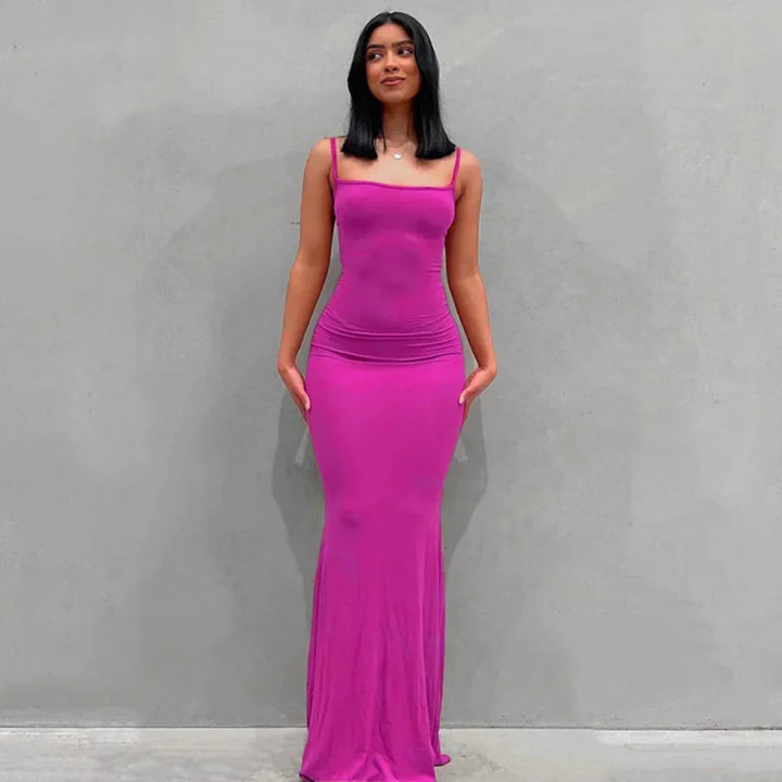 Robe d'été femme longue ajustée robe maxi décontractée