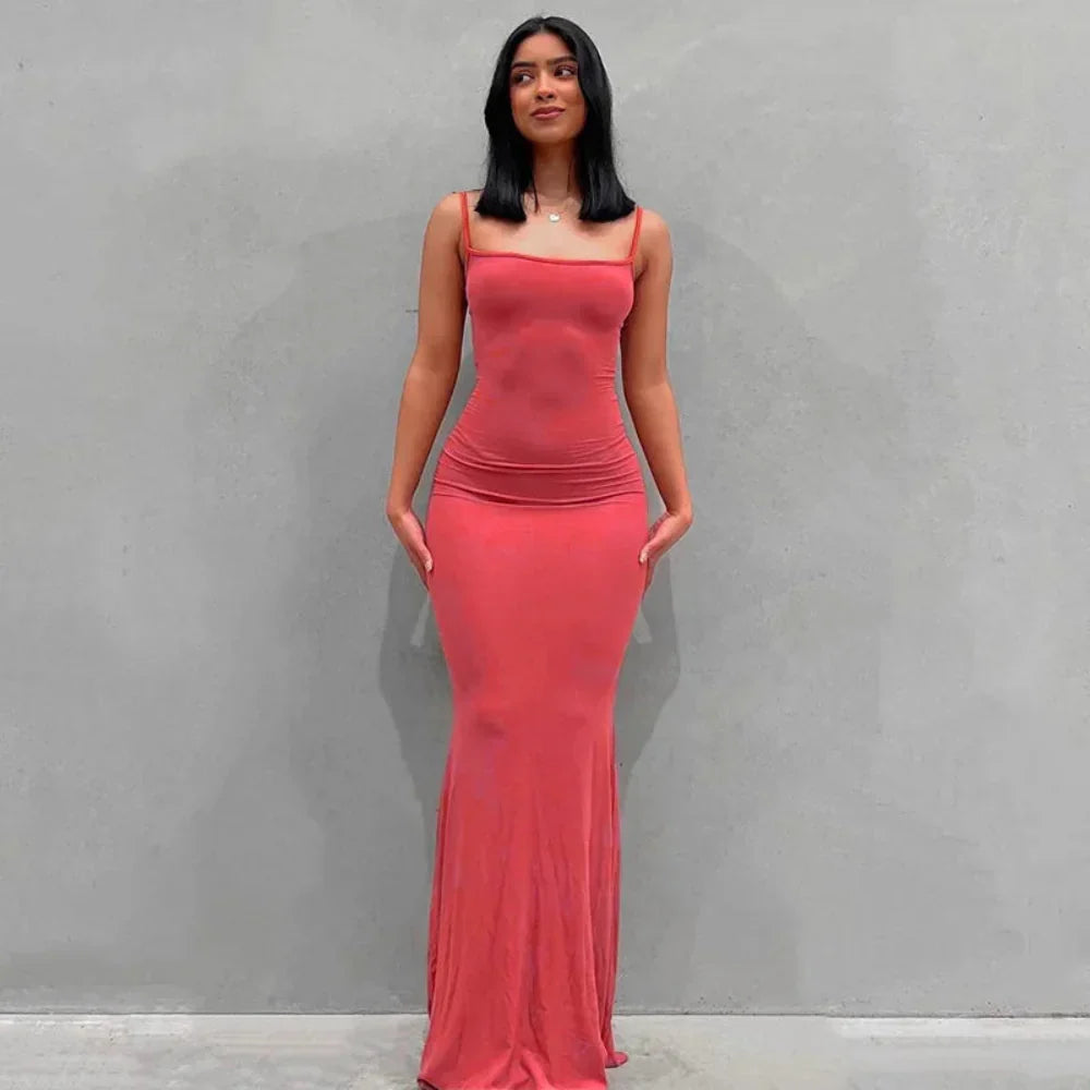 Robe d'été femme longue ajustée robe maxi décontractée