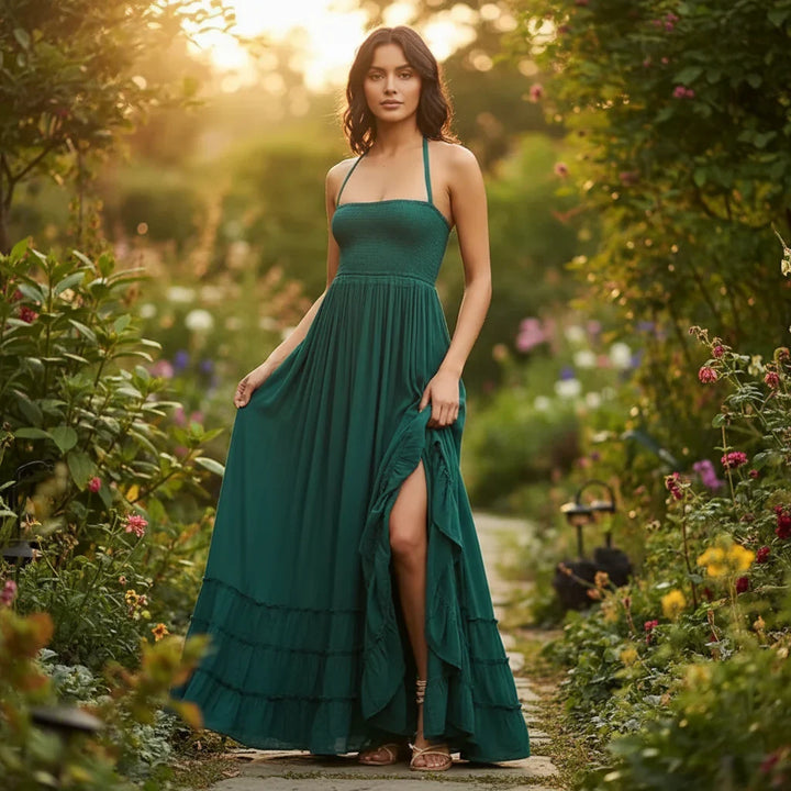 Robe d'Été Femme Longue Dos Nu Boho Maxi Robe Plage
