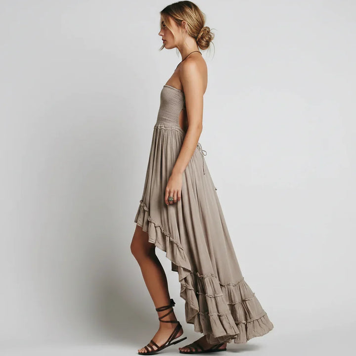 Robe d'Été Femme Longue Dos Nu Boho Maxi Robe Plage