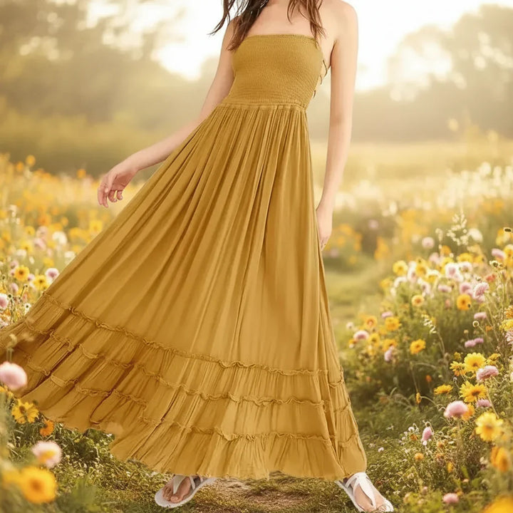 Robe d'Été Femme Longue Dos Nu Boho Maxi Robe Plage