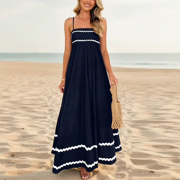 Robe d'été Femme Longue Fluide Rayée Maxi Robe de Loisirs