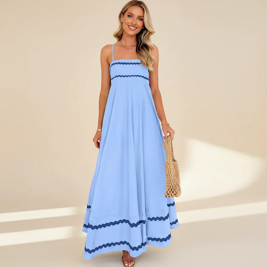 Robe d'été Femme Longue Fluide Rayée Maxi Robe de Loisirs