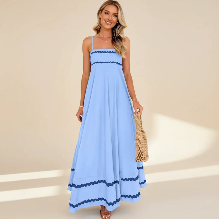Robe d'été Femme Longue Fluide Rayée Maxi Robe de Loisirs