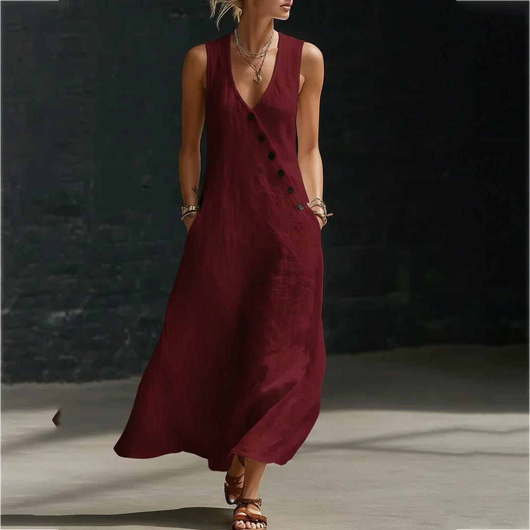 Robe d'été femme Robe maxi décontractée avec poches