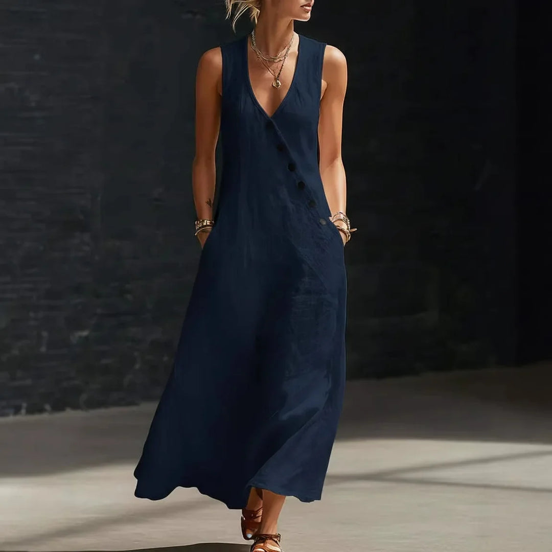 Robe d'été femme Robe maxi décontractée avec poches