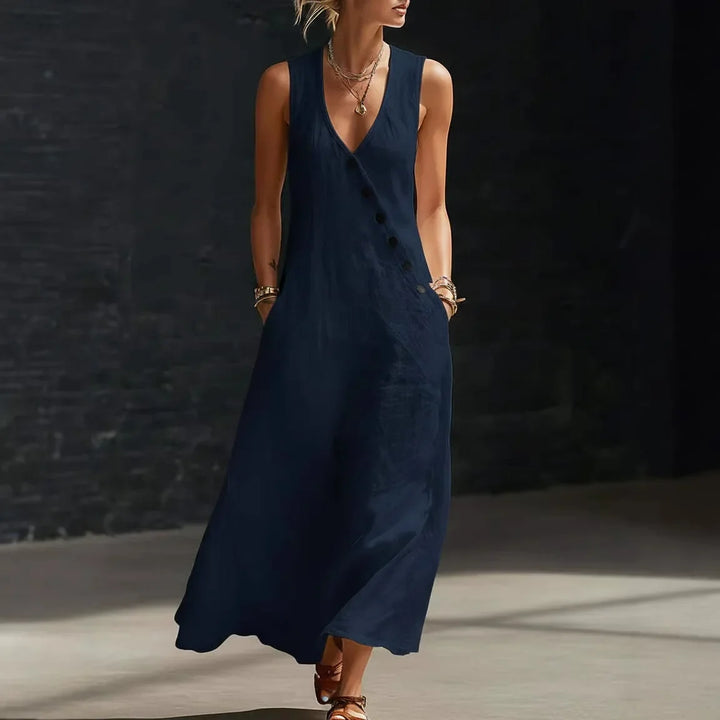 Robe d'été femme Robe maxi décontractée avec poches