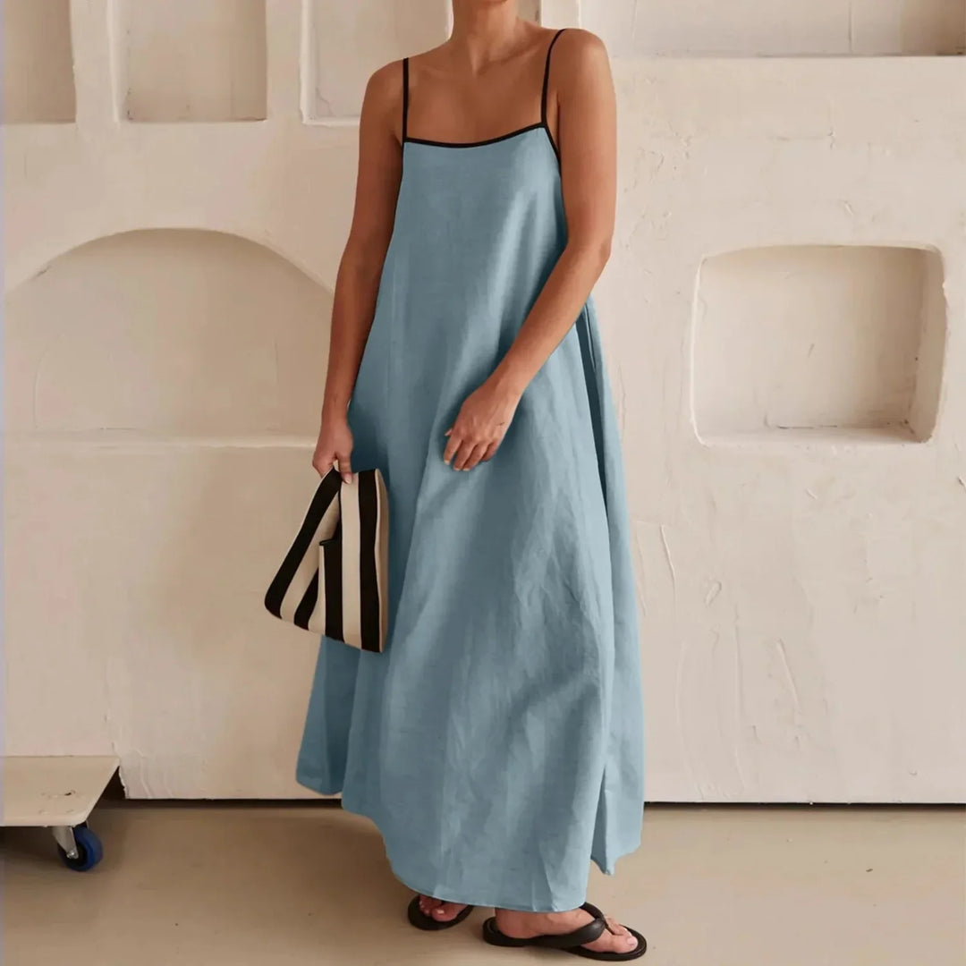 Robe d'été femme à bretelles spaghetti longue et décontractée