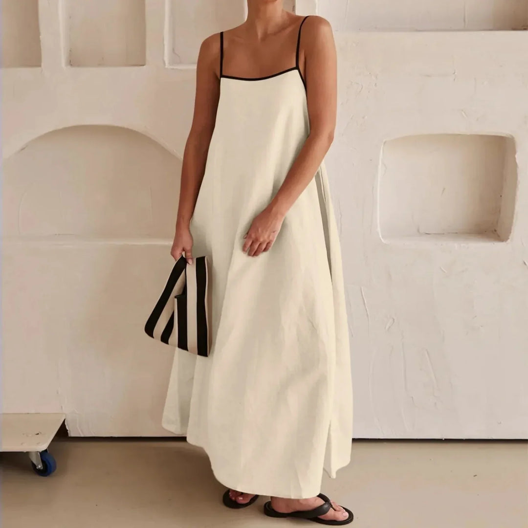 Robe d'été femme à bretelles spaghetti longue et décontractée