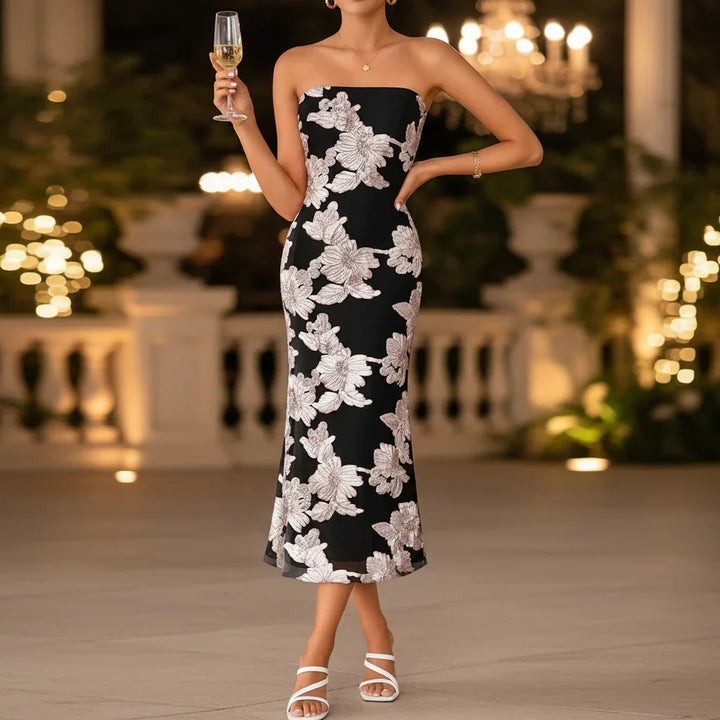 Robe d'été sans bretelles pour femmes longue et étroite