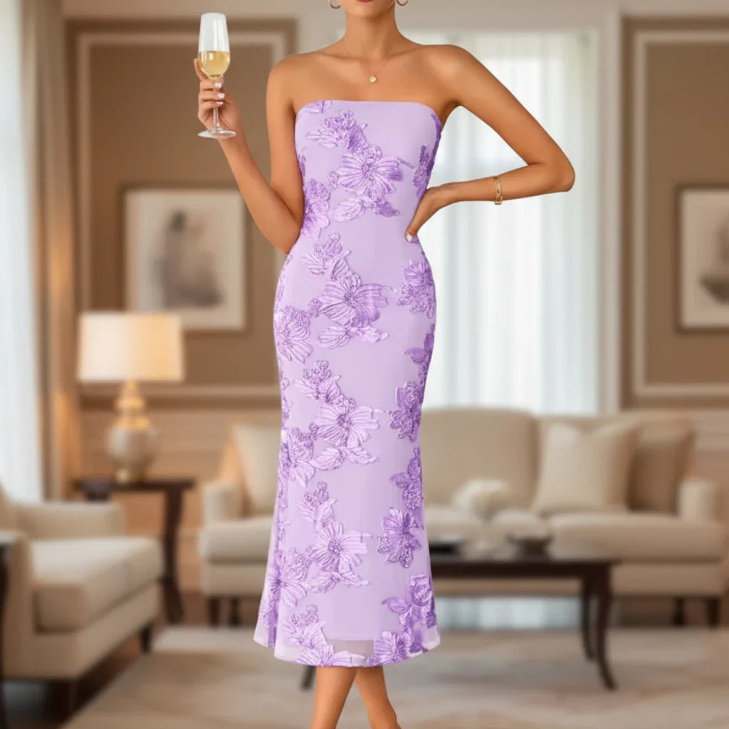 Robe d'été sans bretelles pour femmes longue et étroite