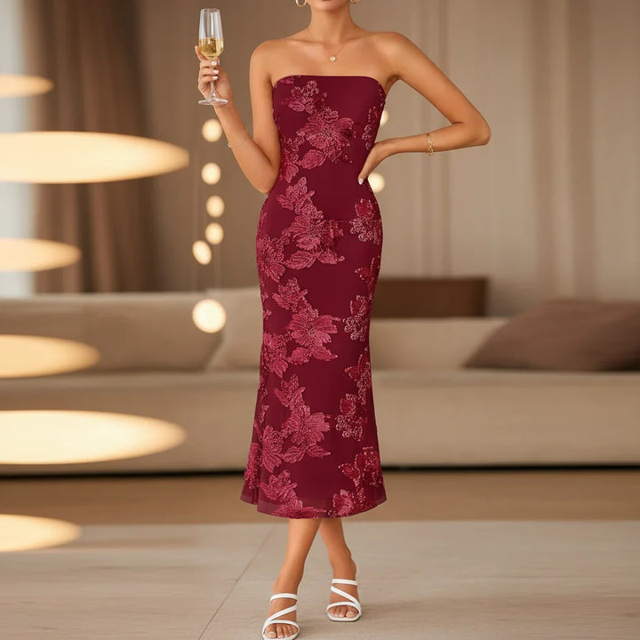 Robe d'été sans bretelles pour femmes longue et étroite