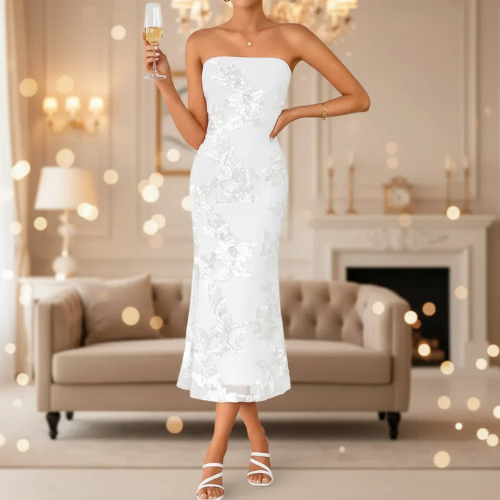 Robe d'été sans bretelles pour femmes longue et étroite