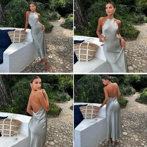 Robe de soirée maxi dos nu pour femmes
