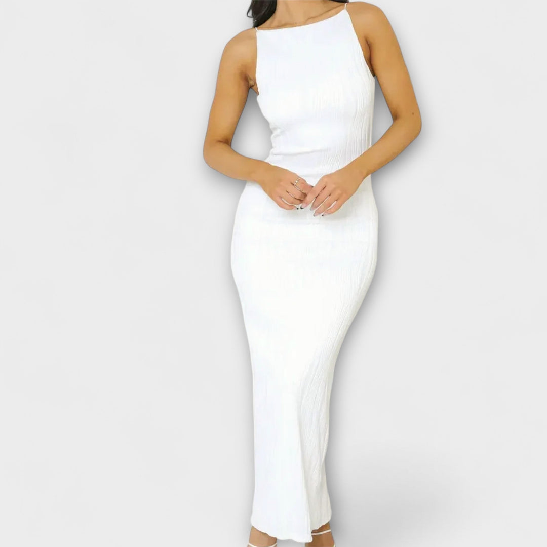 Robe maxi sans manches élégante avec fronces