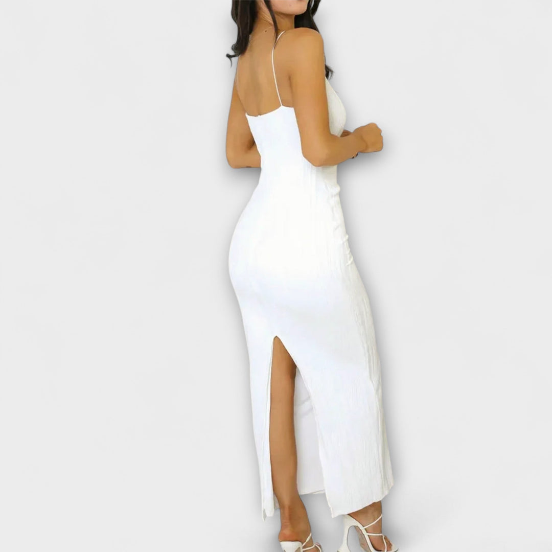 Robe maxi sans manches élégante avec fronces
