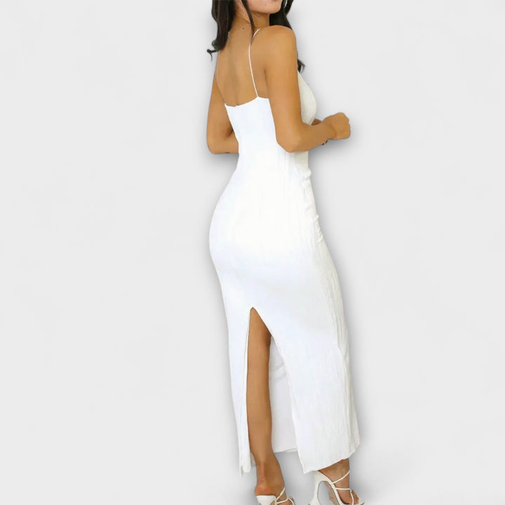 Robe maxi sans manches élégante avec fronces