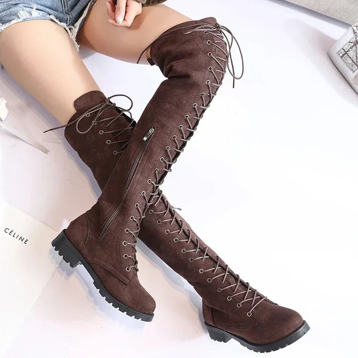 Bottes Overknee Élégantes pour Femmes | Lacets