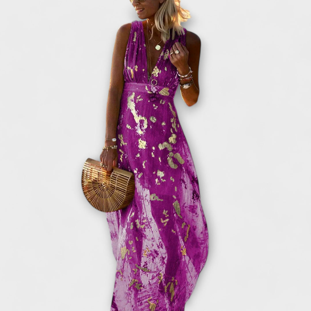 Almera – Robe maxi légère avec des reflets dorés
