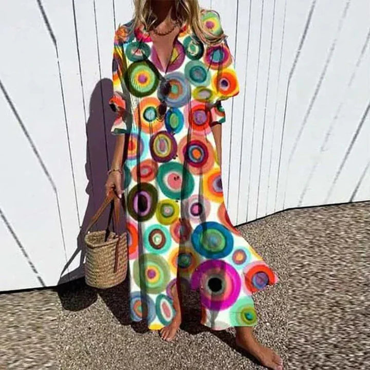 Cassidy - Robe maxi boho avec manches bouffantes