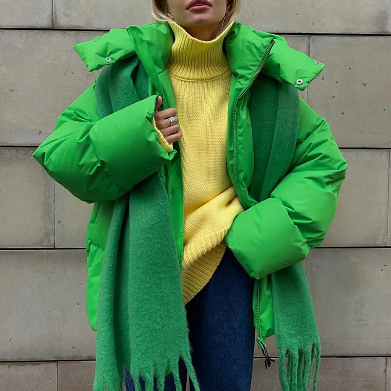Veste matelassée jaune, chaude et remarquée pour femmes