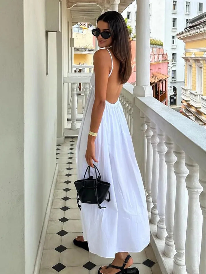 Klaudia | Robe Midi de Vacances Blanche