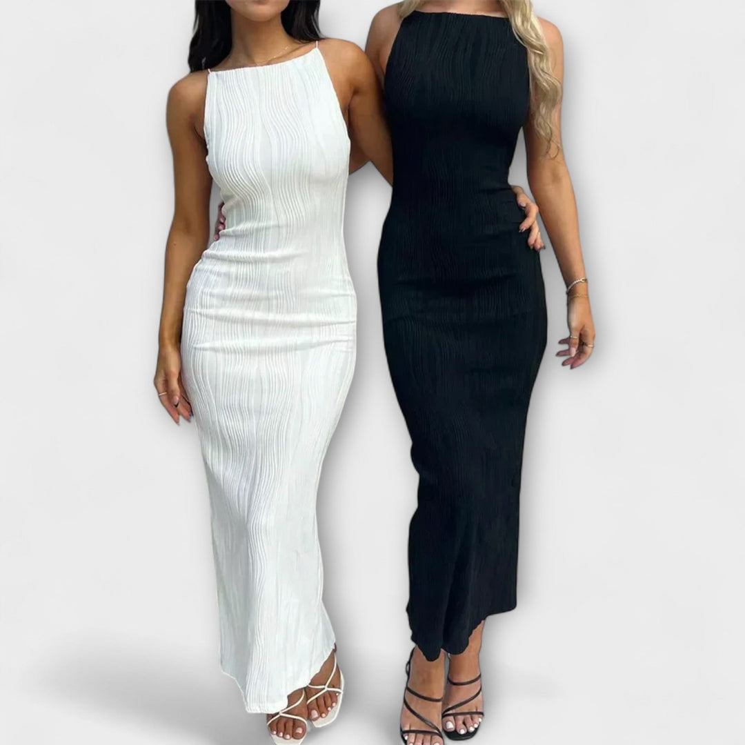 Robe maxi sans manches élégante avec fronces