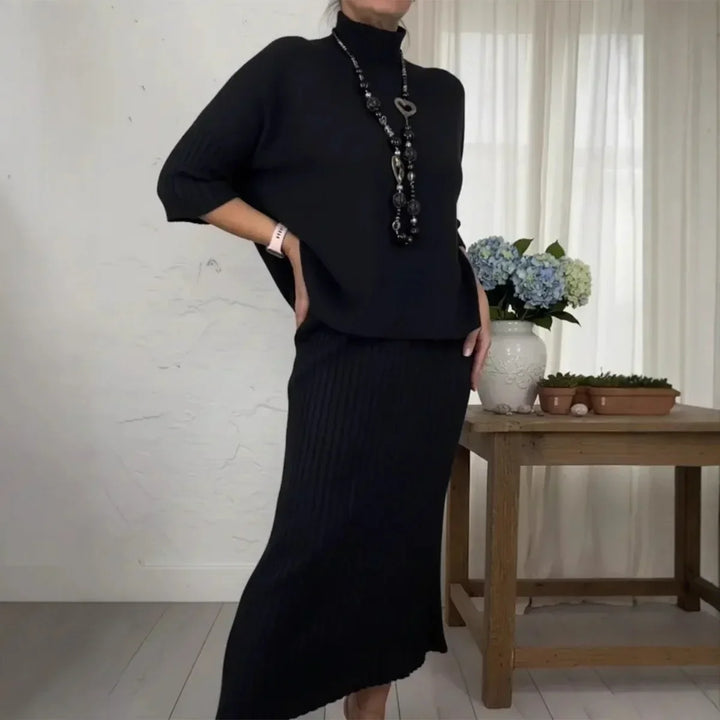 Ensemble Marselha™ avec top à col roulé et jupe midi côtelée