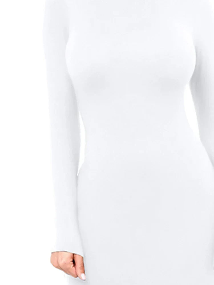 Robe Midi Épaule Roulée à Manches Longues pour Femmes