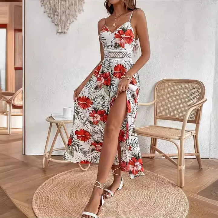 Robe Maxi Garden™ Avec Taille En Dentelle Et Fente Élégante