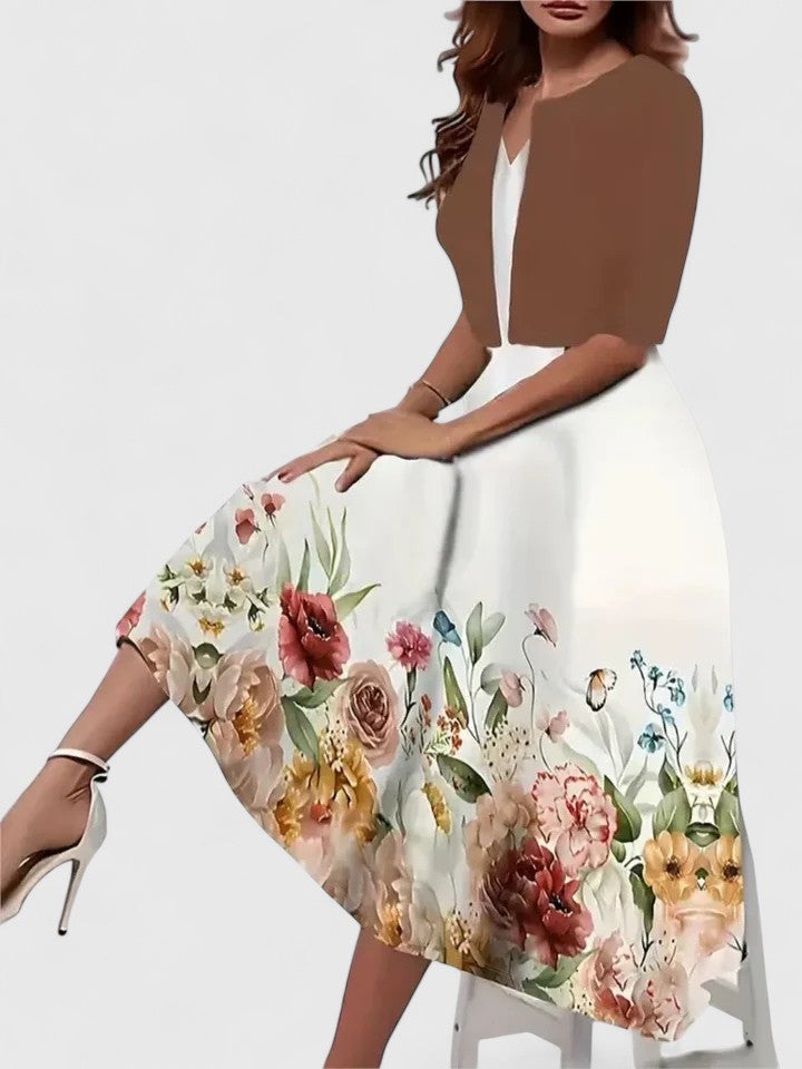 Orla | Robe midi A-ligne à manches courtes