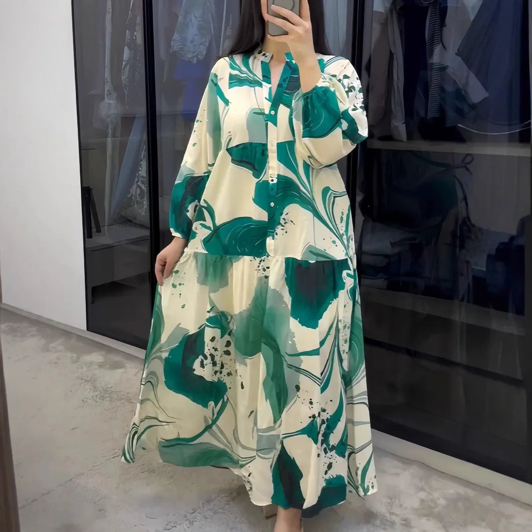 Yumi™ Robe Maxi en Viscose Premium avec Boutonnage à l'Avant
