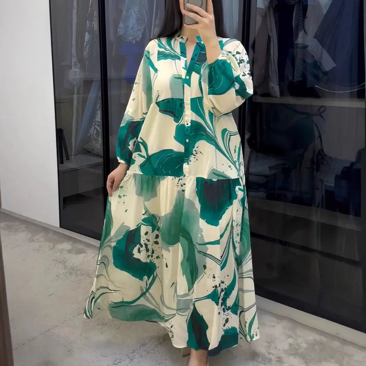 Yumi™ Robe Maxi en Viscose Premium avec Boutonnage à l'Avant