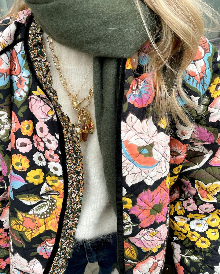 Veste matelassée élégante avec motif floral pour femmes