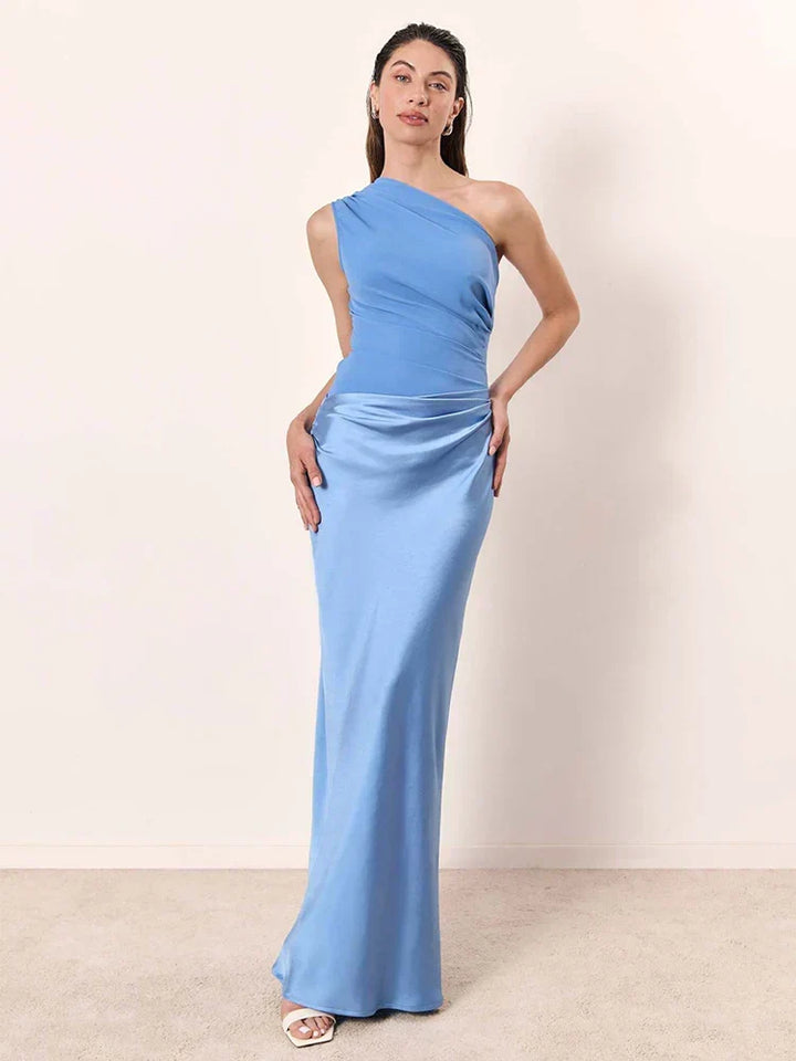 Amber™ – Robe Maxi Satin à Une Épaule